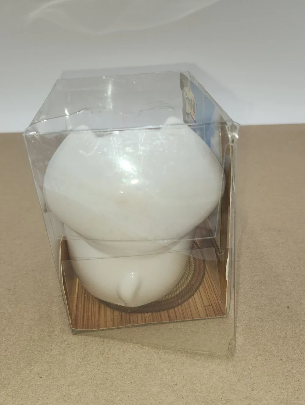 Vintage Weighted Plastic White Kitty Cat Post It Note Holder NEW desk